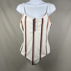 Tavik Orange & White Stripe One Piece Swimsuit Beach Summer Large New‎ With Tags
